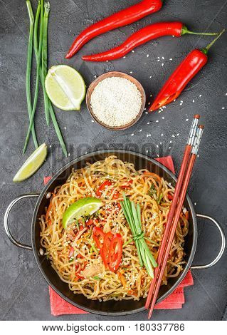 Starch (rice, Potatoes) Noodles With Beef And Vegetables - Bell Peppers, Carrots, Zucchini, Sesame,