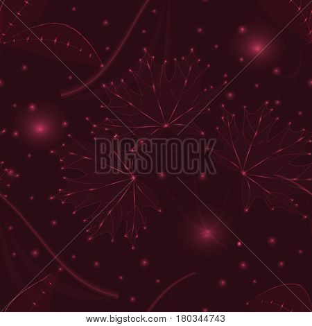 Burgundy background leaves the glow of the fire