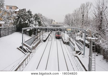 Estação sob a neve