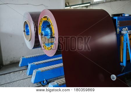 Metal Sheet Profiling Mechine At Manufacturing Factory