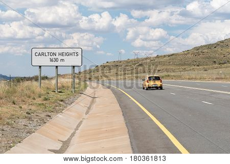 NOUPOORT SOUTH AFRICA - MARCH 21 2017: The start of the Carlton Heights Pass near Noupoort a small railway town in the Northern Cape Province