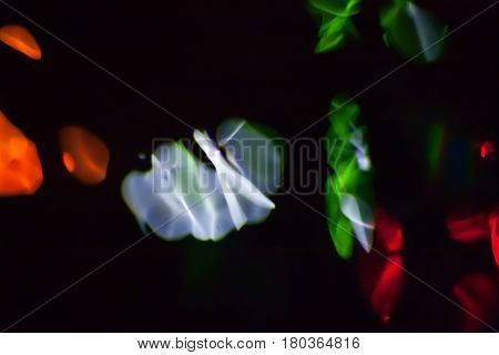Abstract blurred colorful defocused backgrpound. Multicolor light vivid reflections on the water. Cosmic, space and biological.