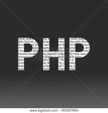 Php language sign. Vector illustration. Php programming language on a black background
