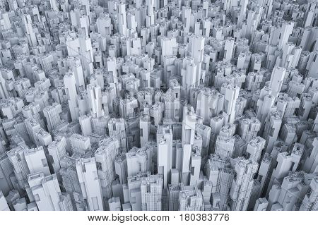 3d rendering white buildings or white city background