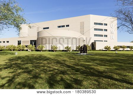 Elche Spain. March 30, 2017: Building corresponding to the Miguel Hernandez University of Elche in the province of