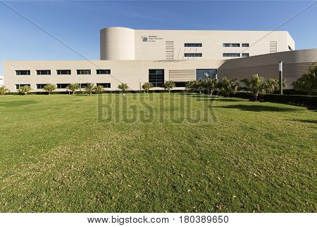 Elche Spain. March 30, 2017: Building corresponding to the Miguel Hernandez University of Elche in the province of