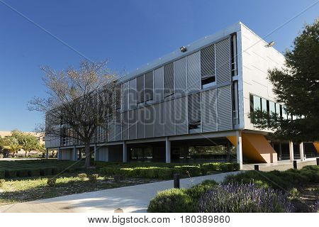 Elche Spain. March 30, 2017: Building corresponding to the Miguel Hernandez University of Elche in the province of