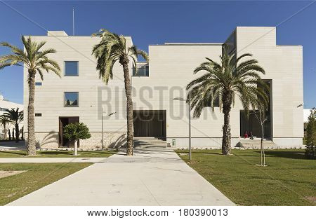 Elche Spain. March 30, 2017: Building corresponding to the Miguel Hernandez University of Elche in the province of