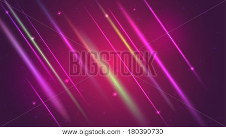 Abstract bright motion background with blurred light rays and lens flare. Dynamic digital, technology backdrop for breaking news or cover. Vector illustration.