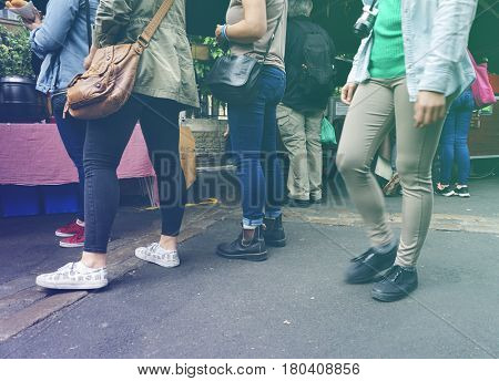 People waiting for street food queuing up