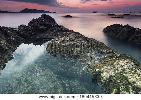Beautiful seascape sunset kalim patong beach phuket thailand