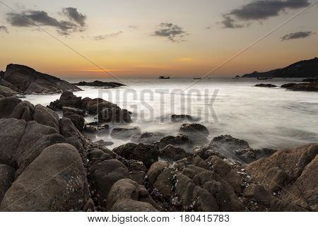 Beautiful seascape sunset kalim patong beach phuket thailand