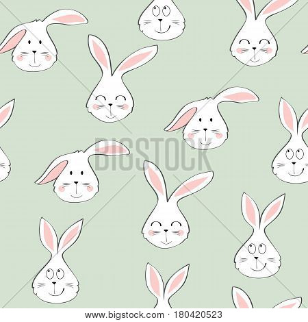Vector seamless pattern with cartoon cute bunny