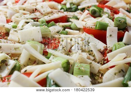 Tomato With Cheese Ham And Green Onion, From Close Up