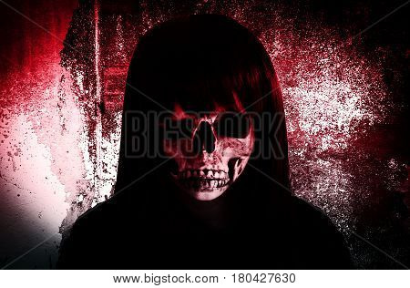 Ghost girl with scary face,Horror background for book cover