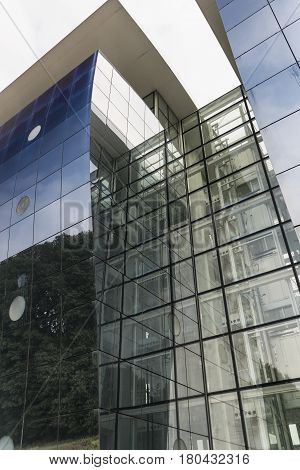 TRADATE, ITALY - OCTOBER 2, 2016: Tradate (Varese Lombardy Italy): modern building along the via Varesina