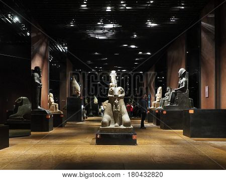 Statues At Museo Egizio (egyptian Museum) In Turin