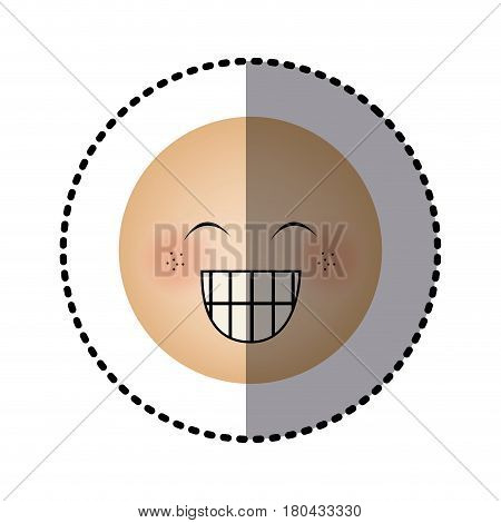 sticker human face emoticon happines expression vector illustration