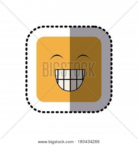 sticker square colorful shape emoticon face happines expression vector illustration