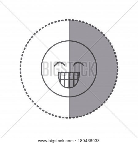 sticker silhouette emoticon face happines expression vector illustration