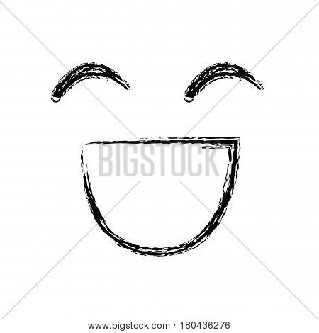 blurred sketch silhouette emoticon happines expression vector illustration