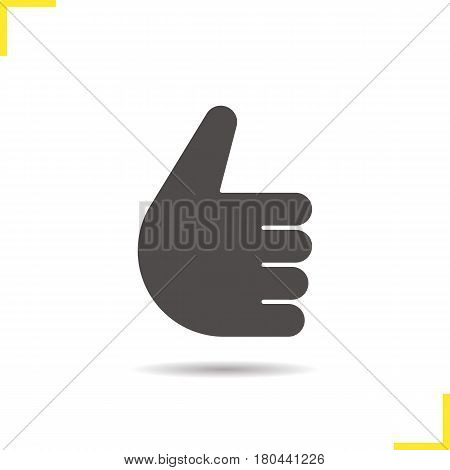 Thumbs up hand gesture icon. Drop shadow silhouette symbol. Approval and like sign. Negative space. Vector isolated illustration
