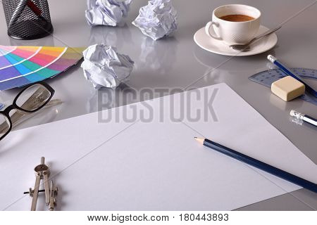 Office Desktop New Plan Concept In Business Elevated View