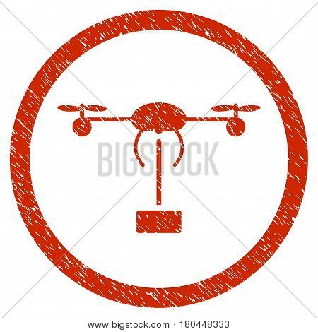 Copter Shipment grainy textured icon inside circle for overlay watermark stamps. Flat symbol with dirty texture.