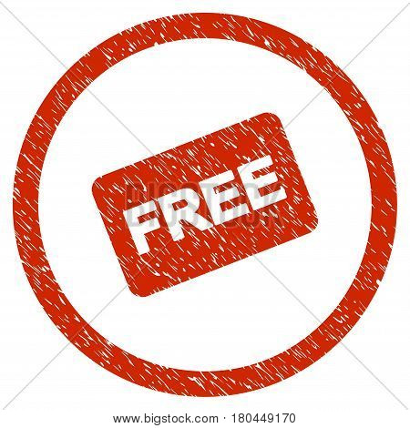 Free Card grainy textured icon inside circle for overlay watermark stamps. Flat symbol with scratched texture. Circled dotted vector red ink rubber seal stamp with grunge design on a white background.