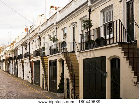 LONDON, UK - MAY 17, 2016: Houses in Holland Park Mews. Houses in mews are one of the most luxurious and desirable in London