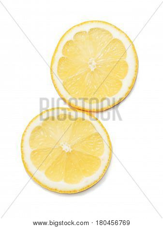 top view slice lemons isolated on white