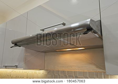 Closeup Of Cooker Hood In Kitchen