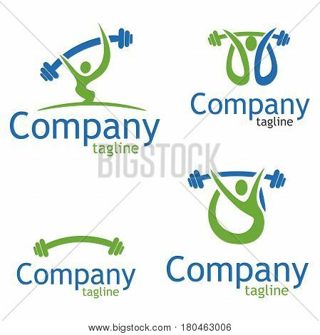 Weightlifter vector logo. Brand logo in the shape of a weightlifter. Icon weightlifting on a white background