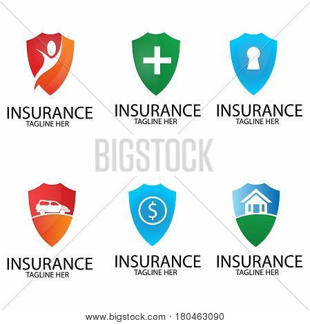 shield logos, vector set of insurance signs. logo template set