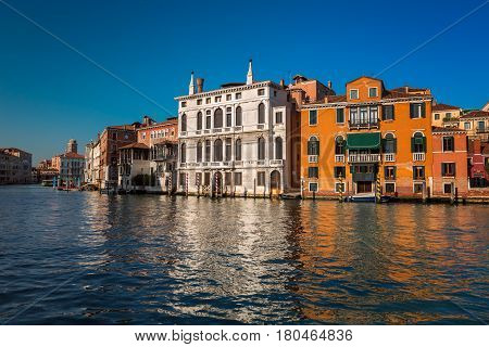 Grand Canal and Palazzo Giustinian Lolin in Venice Italy