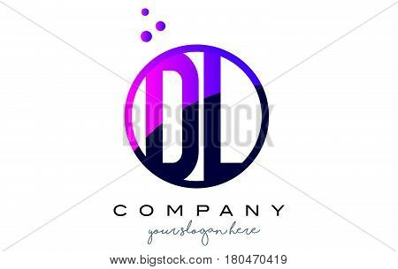 Dl D L Circle Letter Logo Design With Purple Dots Bubbles