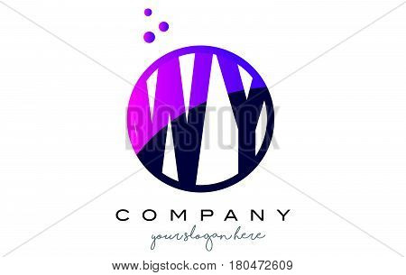 Wy W Y Circle Letter Logo Design With Purple Dots Bubbles