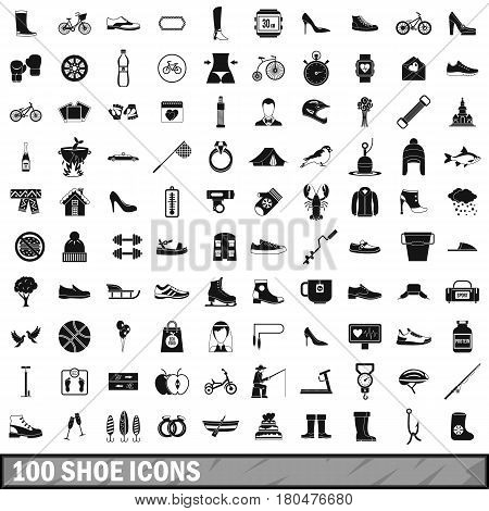 100 shoe icons set in simple style for any design vector illustration