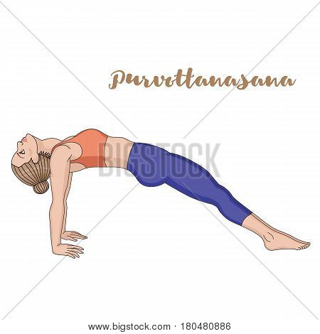 Women silhouette. Upward Plank Pose. Purvottanasana Vector illustration