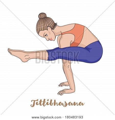 Women silhouette. Firefly yoga pose. Tittibhasana Vector illustration