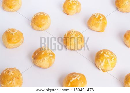 Nastar pineapple tart cookies with grated cheese topping indonesian cookies