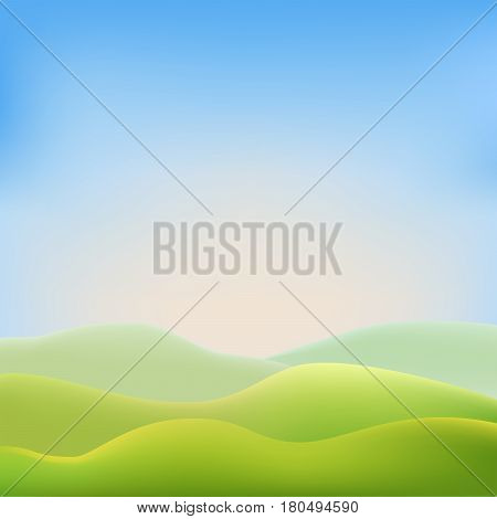Vector summer landscape. Natural background with green fields