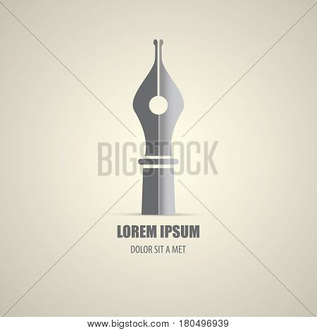 vector flat Fountain pen icon isolated. blogger or writer flat design style logo template with nib