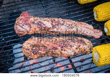 Pork Fillets On A Barbecue