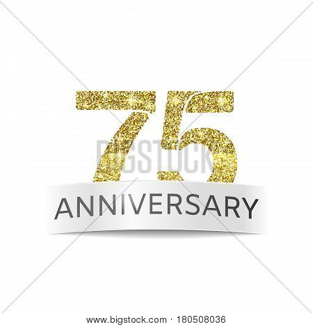 Seventy-five anniversary. The flag of the 75th anniversary gold glitter color