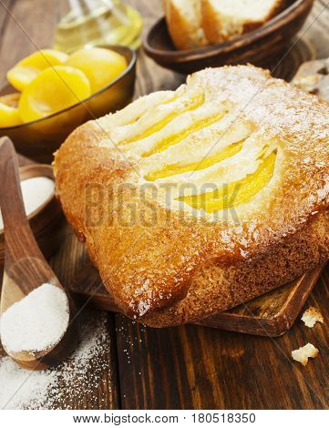 Semolina Pie With Canned Peaches