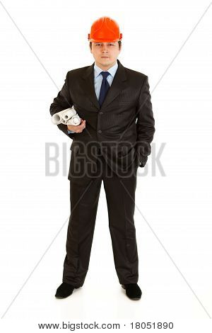 헬멧 머리 들고 건물 프로젝트에 손에 고립 된 화이트에 심각한 실업
