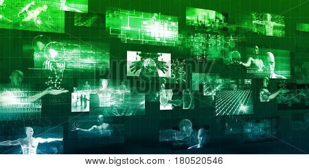 Modern Communication Technology Concept with Moving Data 3D Illustration Render