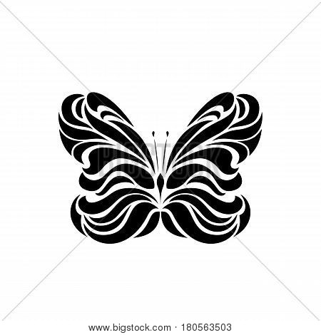 Black Logotype Of Butterfly Isolated On White Background. Vector Illustration