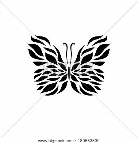 Black Logotype Of Butterfly Isolated On White Background. Vector Illustration